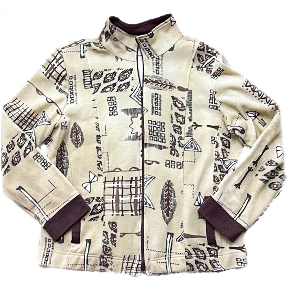 Vintage Rafael Sport Vintage Abstract Print Cotton Blend Lightweight Jacket